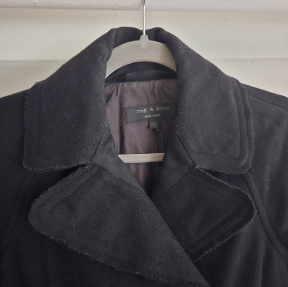 Black Rag and Bone Wool Pea Coat Size xs - Picture 2 of 5